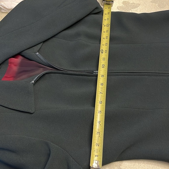 Iris Singer Collection Dark Green 2 WAY Zip Collared Jacket 2 Front Pockets - Picture 11 of 11